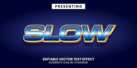 Poster - editable text effect shiny blue and gold metallic style