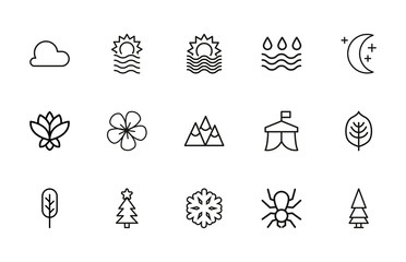 Sticker - Premium set of nature line icons.