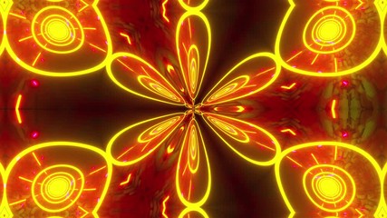 Poster - Beautiful abstract symmetry kaleidoscope with shiny neon lines, 3d rendering backdrop, computer generating background