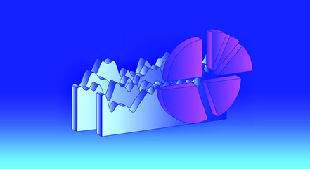 Aufkleber - 3D graphs, charts, histograms and plots for UI and UX design. Big Data and Statistics concept.
