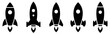 Rocket simple icon set vector