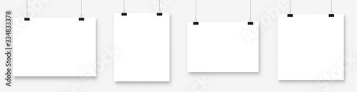 Fotomural White blank poster template hanging on wall