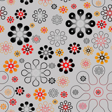 Red Black Flower, For Pattern Seamless, Material, Paper, Wallpaper, Textil, Gray Background