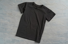 Black Color Plain T-shirt With Copy Space Close Up