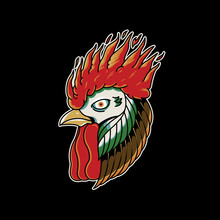 Rooster Fire Vintage Tattoo Retro