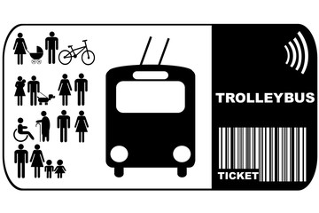 Trolleybus Bus ticket isolated on white background