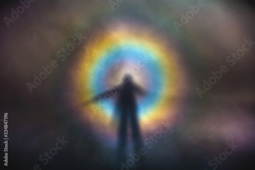 High contrast image of Brocken spectrum natural phenomenon and gloria circles Poster Mural XXL