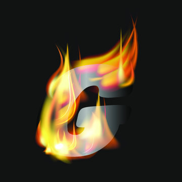 letter G fire or shades of horror, burning letters, Latin fonts from fire, collection of fonts, fire for creative business logos and GAME