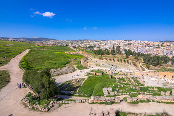 Fototapete - Ancient and roman ruins of Jerash (Gerasa), Jordan.