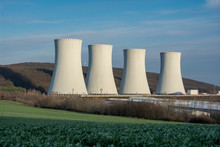 Nuclear Power Plant With The Blue Sky In The Background