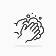 Washing hands icon in line style. Editable stroke.