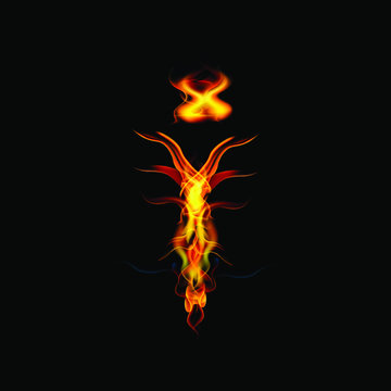 letter I fire or shades of horror, burning letters, Latin fonts from fire, collection of fonts, fire for creative business logos and GAME