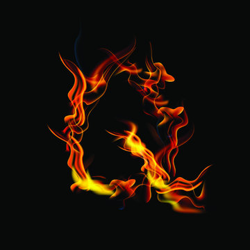 letter Q fire or shades of horror, burning letters, Latin fonts from fire, collection of fonts, fire for creative business logos and GAME
