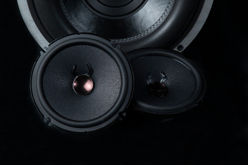 Car audio system on a black background.Subwoofer.