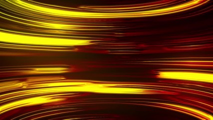Poster - Horizontal liquid neon lines shimmer in a smooth bend. Abstract computer generated background, 3d rendering