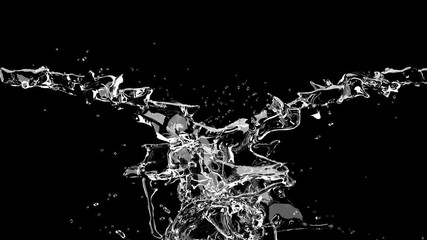 Wall Mural - slow motion close up liquid splash water concept idea. 3d animation with alpha channel.4k