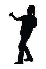 Wall Mural - Boy listen to music silhouette vector