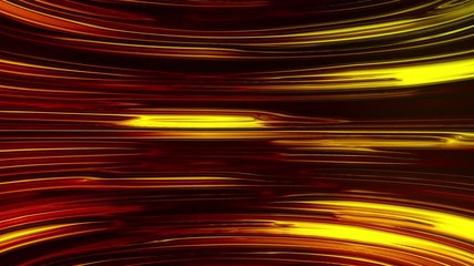 Poster - Horizontal liquid neon lines shimmer in a smooth bend. Abstract computer generated background, 3d rendering