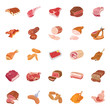 Meats color vector icons