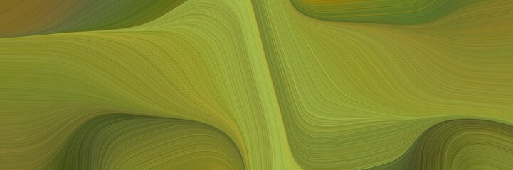Poster - abstract landscape banner with waves. elegant curvy swirl waves background illustration with olive drab, dark olive green and yellow green color