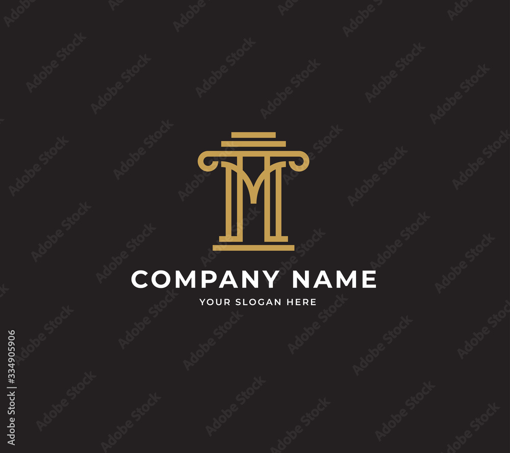 initial M attorney law pillar logo design template Stock Vector | Adobe ...