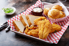 Fried Catfish With Cornbread Dipped With Buttermilk And Seasoned With Cornmeal, Southern Tradition