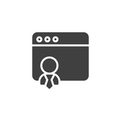 Web developer vector icon. Personal website page filled flat sign for mobile concept and web design. Webpage programmer glyph icon. Symbol, logo illustration. Vector graphics