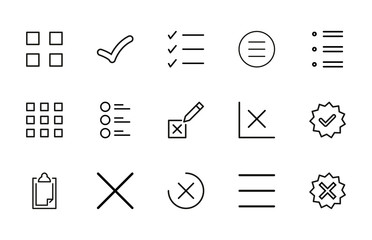 Poster - Simple set of validation icons in trendy line style.