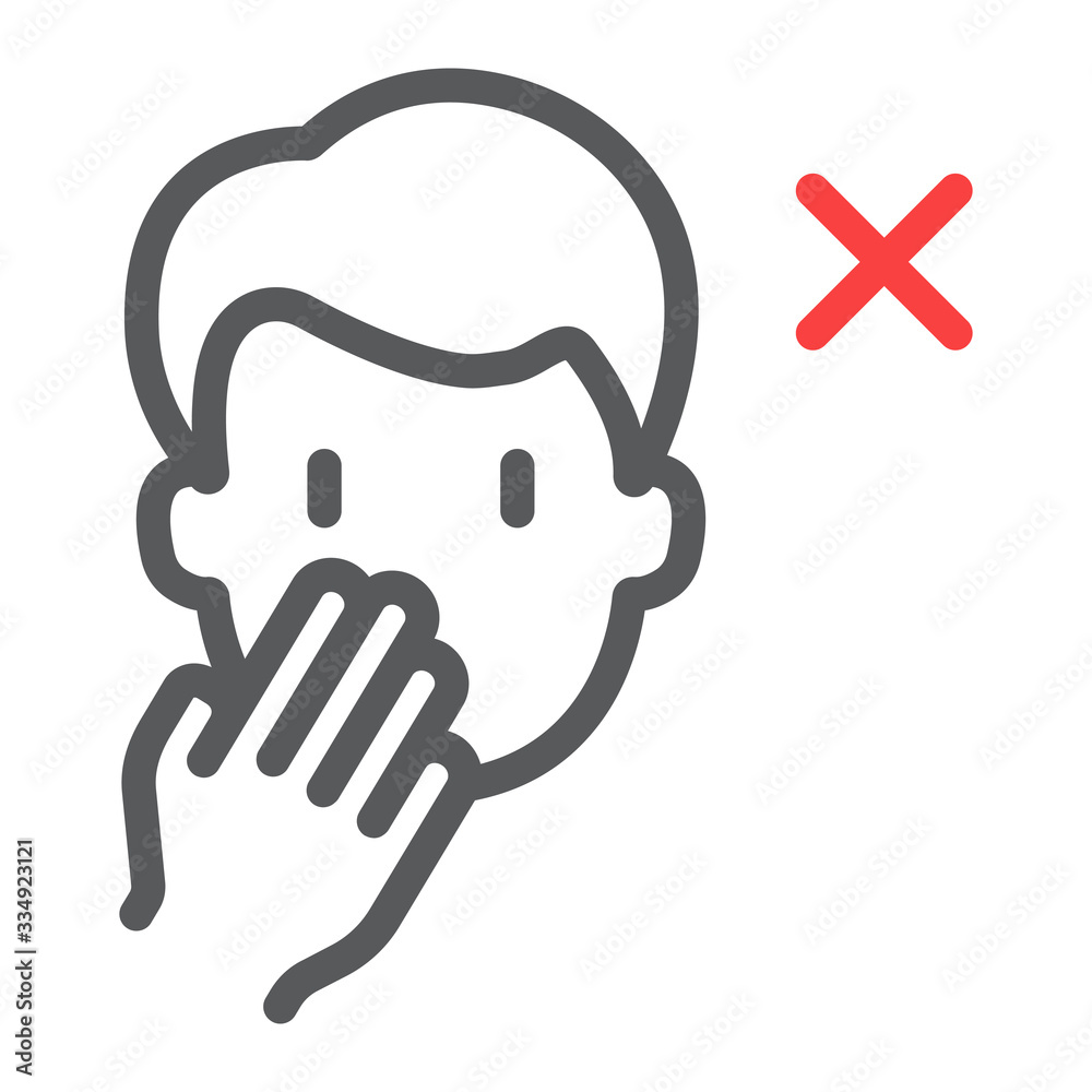 Don t touch face line icon, coronavirus and microorganism, covid 19 sign, vector graphics, a linear pattern on a white background, eps 10. - obrazy, fototapety, plakaty 