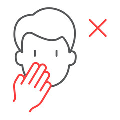 Poster - Don t touch face color line icon, coronavirus and microorganism, covid 19 sign, vector graphics, a linear pattern on a white background, eps 10.