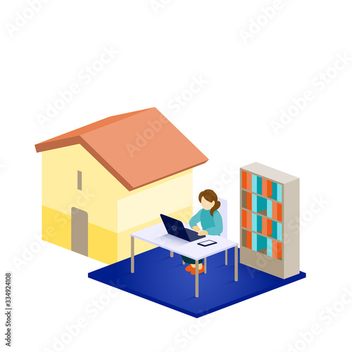 在宅 仕事 イラスト 女性 Buy This Stock Vector And Explore Similar Vectors At Adobe Stock Adobe Stock