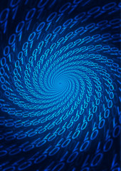 Poster - internet big data spiral background consisting of the number 01.