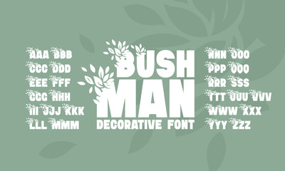 Wall Mural - Vector modern creative font set with leaves decoration
