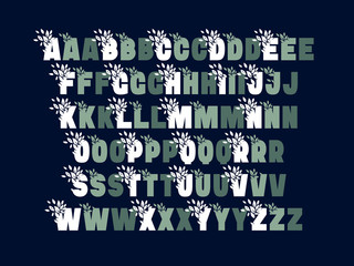 Poster - Trendy creative typeface set with leaves decoration and three letters variation