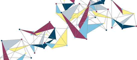 Line points connections, triangular technology design. Abstract geometric background