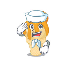 Sticker - Sailor cartoon character of orange ice cream with white hat