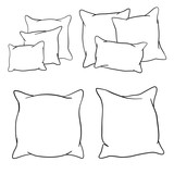 Fototapeta Konie - sketch vector illustration of pillow, art, pillow isolated, white pillow, bed pillow