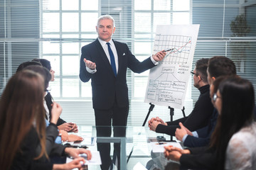 group of business people at a presentation in a modern office.