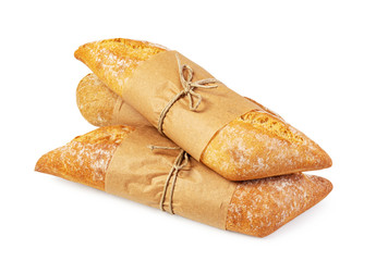 Canvas Print - fresh baked bread on white background