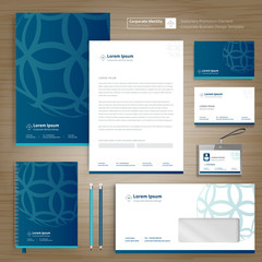 Fototapete - Corporate Business Identity template design stationery Vector abstract  background with memo Gift Items Color promotional souvenirs elements