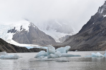 Wall Mural - Beautiful Laguna Torre with big grey mountains in Patagonia, Argentina in South America