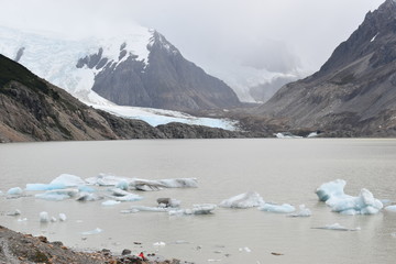 Wall Mural - Beautiful Laguna Torre with big grey mountains in Patagonia, Argentina in South America