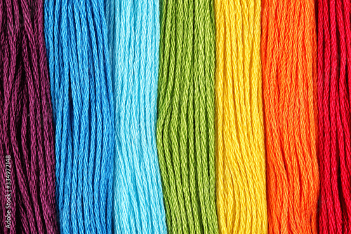 Fotomural bright iridescent thread floss for embroidery and needlework