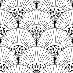 Art Deco Pattern. Fanning seamless black and white background