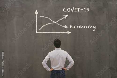 Fotomural econimical crisis concept due to coronavirus COVID-19 spread in the world, virus