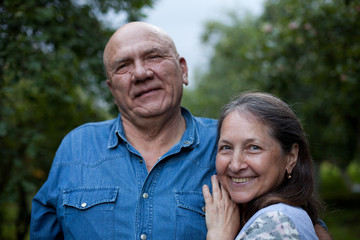 Sticker - Portrait of   elderly couple   on   summer day.