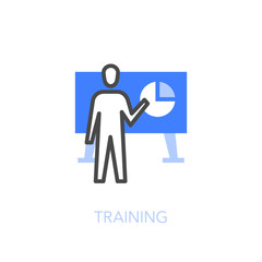 Wall Mural - Training or presentation symbol with a person and a board. Easy to use for your website or presentation.