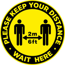 Social Distancing Signage Or Floor Sticker For Help Reduce The Risk Of Catching Coronavirus Covid-19. Vector Sign.