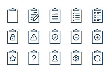 Fototapete - checklist and taskboard related line icons. clipboard, review and survey document vector linear icon