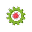 Coronavirus inside green gear
